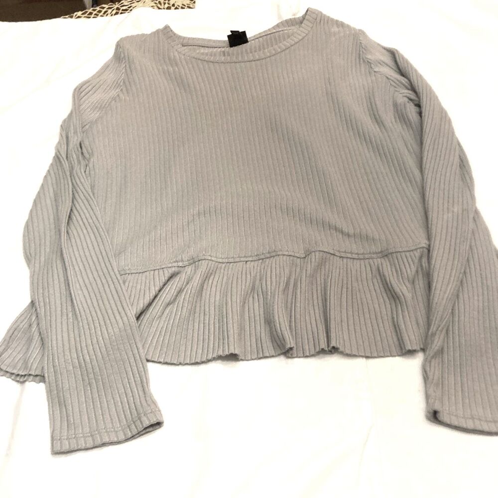 art class Girls' Ribbed Long-Sleeve Peplum Top – Size XL (14/16)
